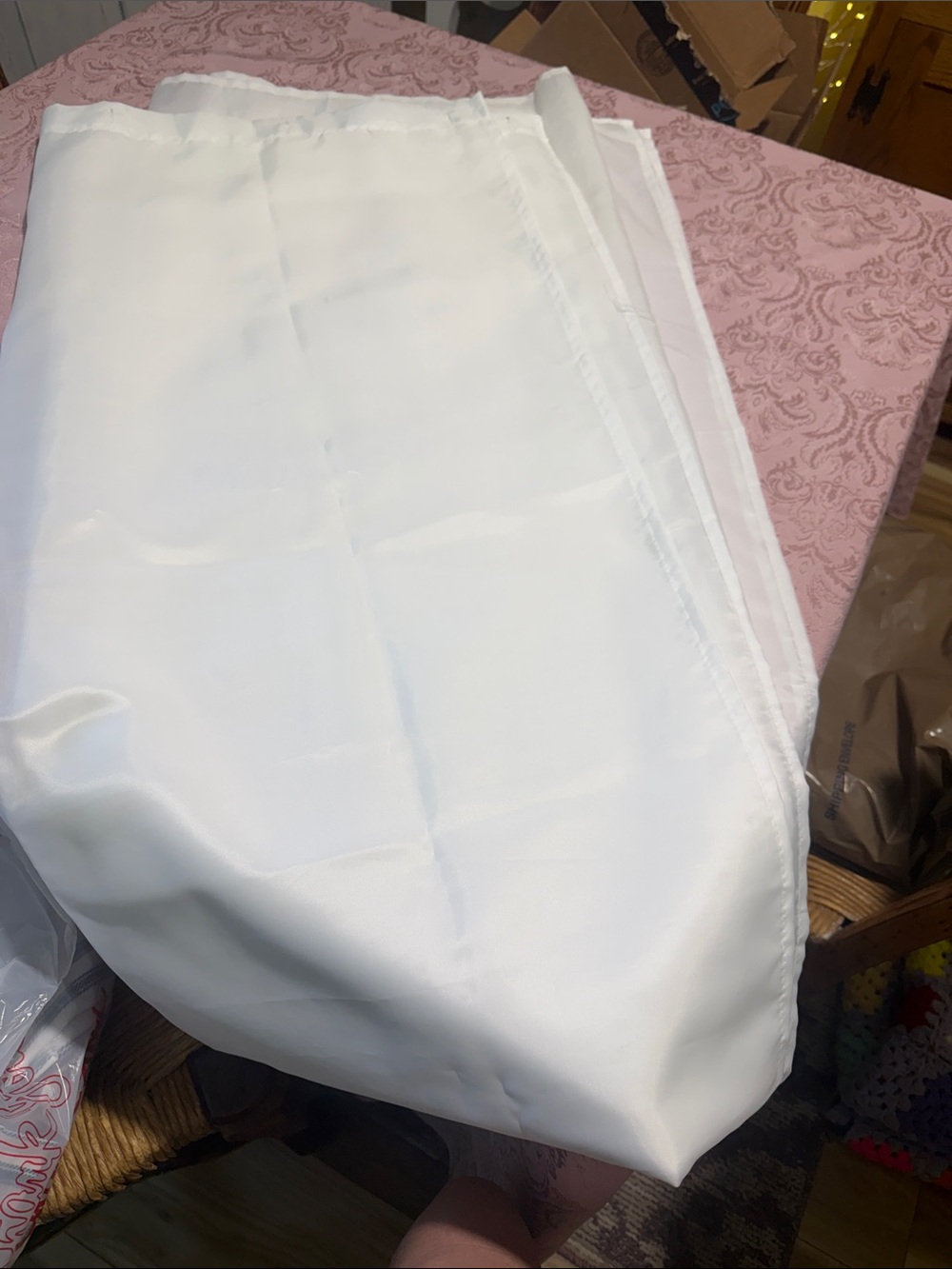 White polyester shower curtain